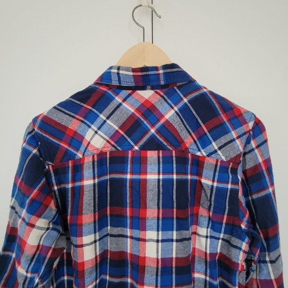 Kavu Plaid Flannel Long Sleeve Shirt - Medium - Blue/red/white - Picture 6 of 10